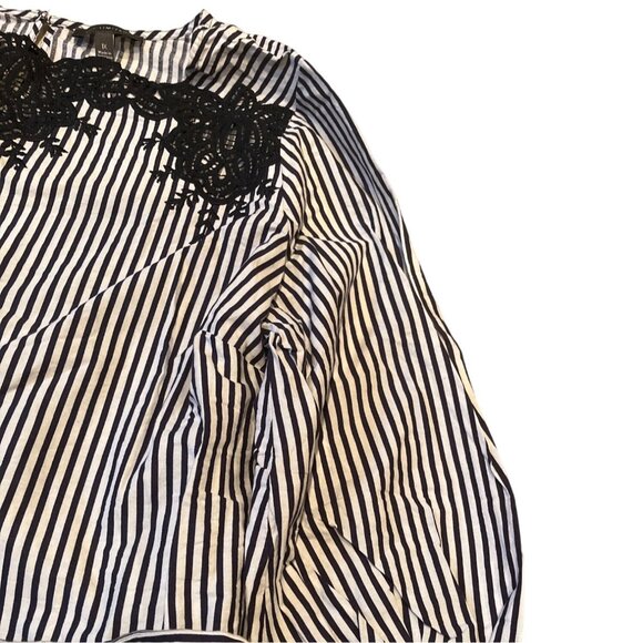 The Limited Womens Blouse 3/4 Sleeve Top Stripe Multicolor Lace Trim Size 1X - Picture 12 of 12